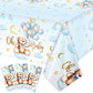 Tatuo 3 Pack Bear Baby Shower Tablecloth Plastic Table Cover Balloon Bear Rectangle Tablecloth for Boy Girl Gender Reveal Birthd