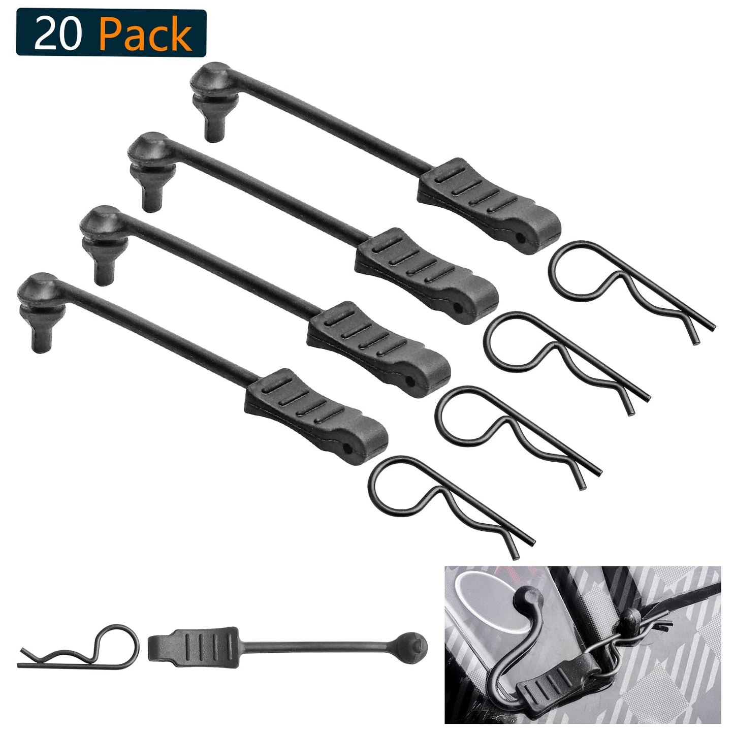 20pcs HobbyPark Universal RC Car Body Clips and Retainer for All 1/10 1/12 Scale Arrma Traxxas Axial SCX10 Losi Redcat HPI Excee