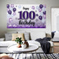 LASKYER Happy 100th Birthday Decorations,100th Purple Balloon Large Birthday Banner Backdrop Sign,100 Years Old Bday Party Suppl
