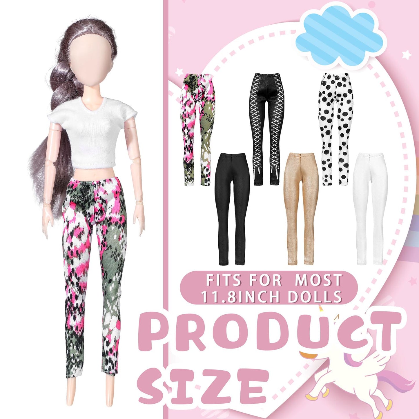 Fourluoo 6 Pcs Summer Doll Clothes 11.8 Inch Fashion Doll Outfits Pants Dresses Skirts Sweet for Birthday Gift(Classic Style)