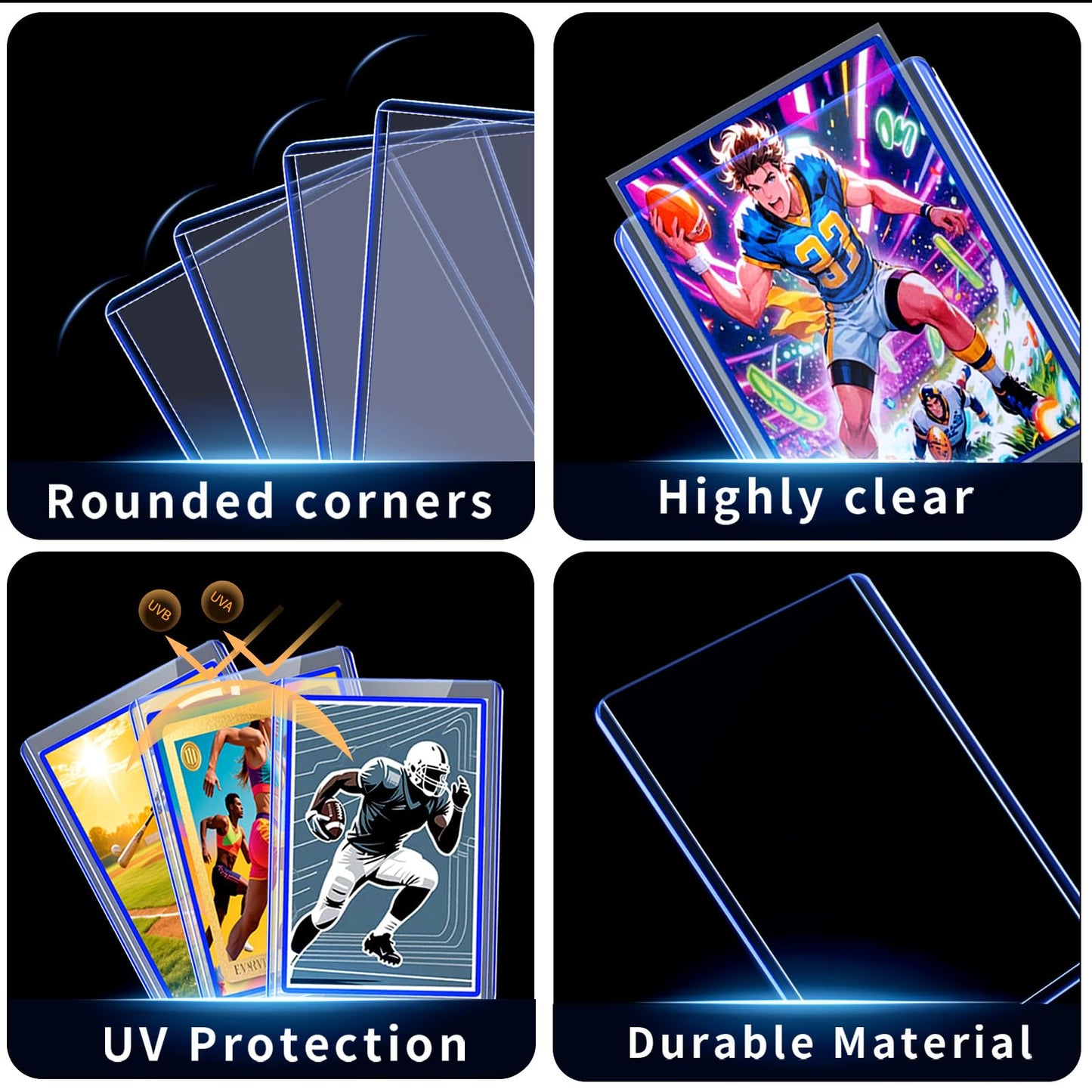 TRUGQ 400 Card Sleeves Toploads for Cards 3 x 4 Baseball Card Protectors enhanced Standard Size Trading Hard Plastic Card Holder for Sports Football Cards(200 Hard Protectors +200 Soft Sleeves)