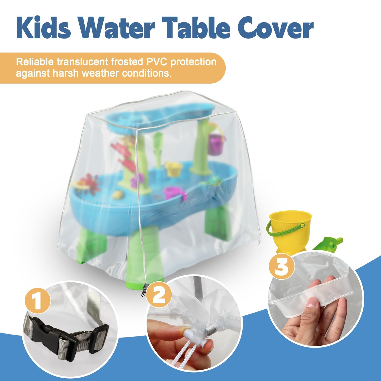 Kids Water Table Cover, Fit Step2 Rain Showers Splash Pond Water Table Waterpark Play Table Cover Outdoor Toys Cover - (Frosted)
