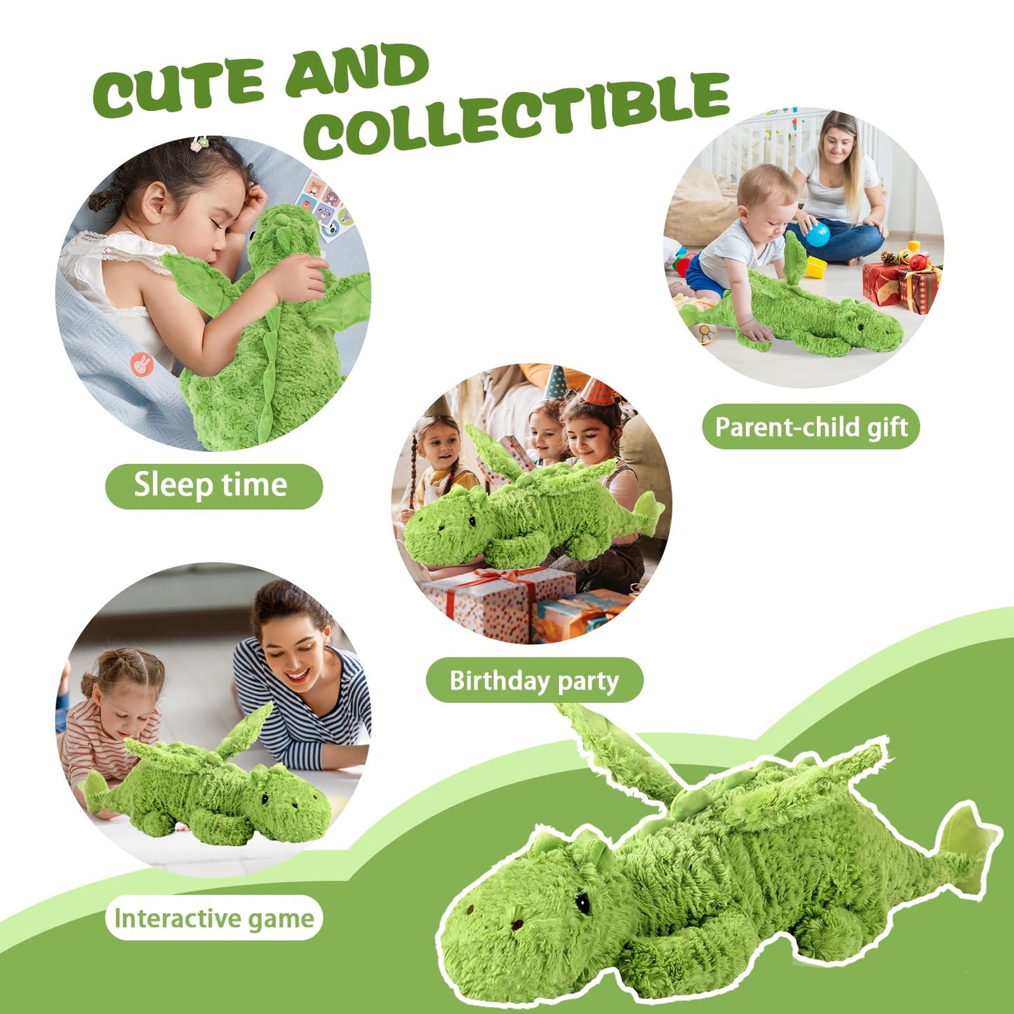 Eouobomo Lucky Dragon Plush Pillow,Soft Cute Flying Dragon Stuffed Animals-35.3Inch Large Kawaii Dragon Animal Plushies Toy,Perf