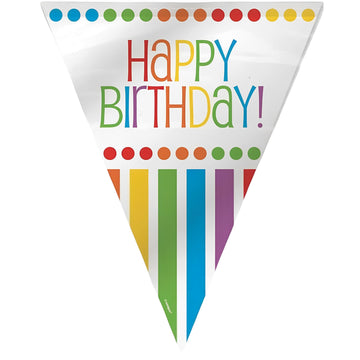 Rainbow Birthday Party Flag Banner - 12 Ft, 1 Pc