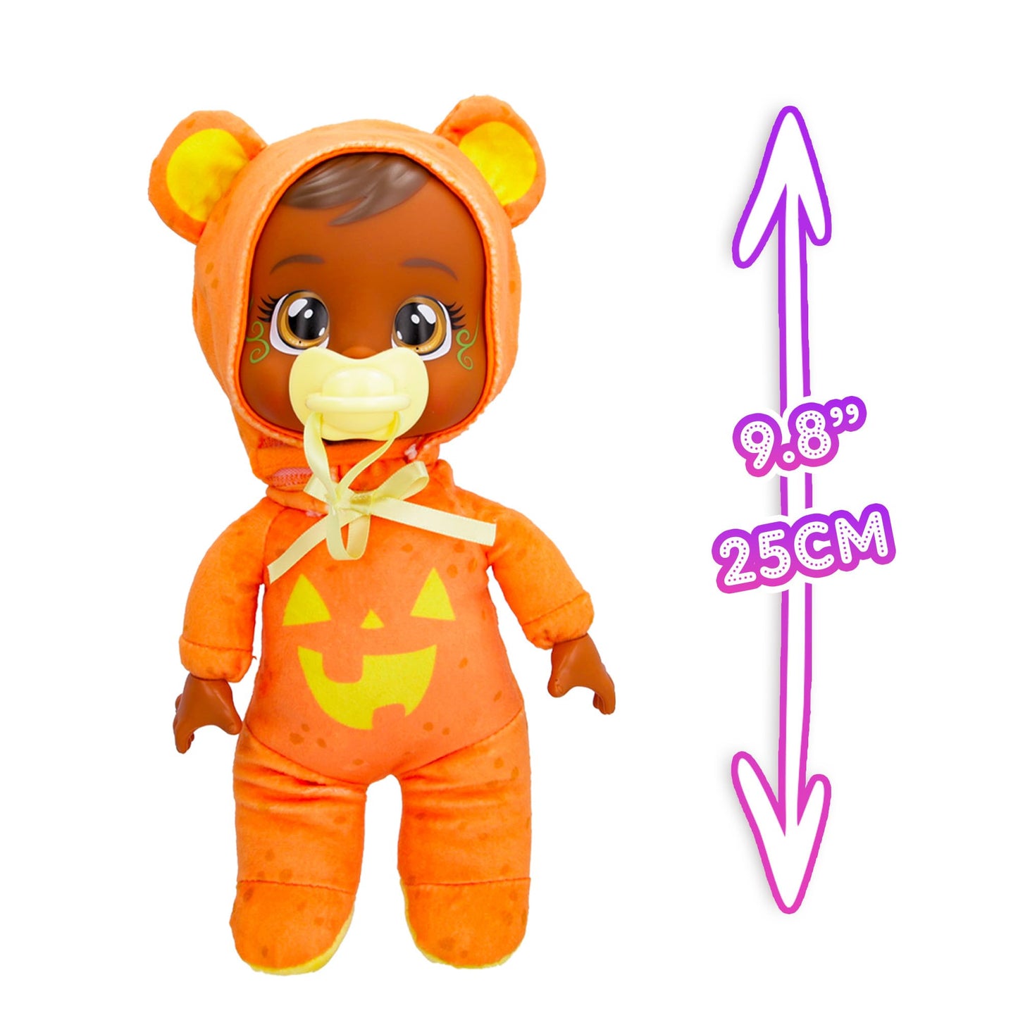 Cry Babies Tiny Cuddles Halloween Bonnie - 9'' Baby Dolls, Cries Real Tears, Orange And Yellow Pumpkin Themed Pajamas