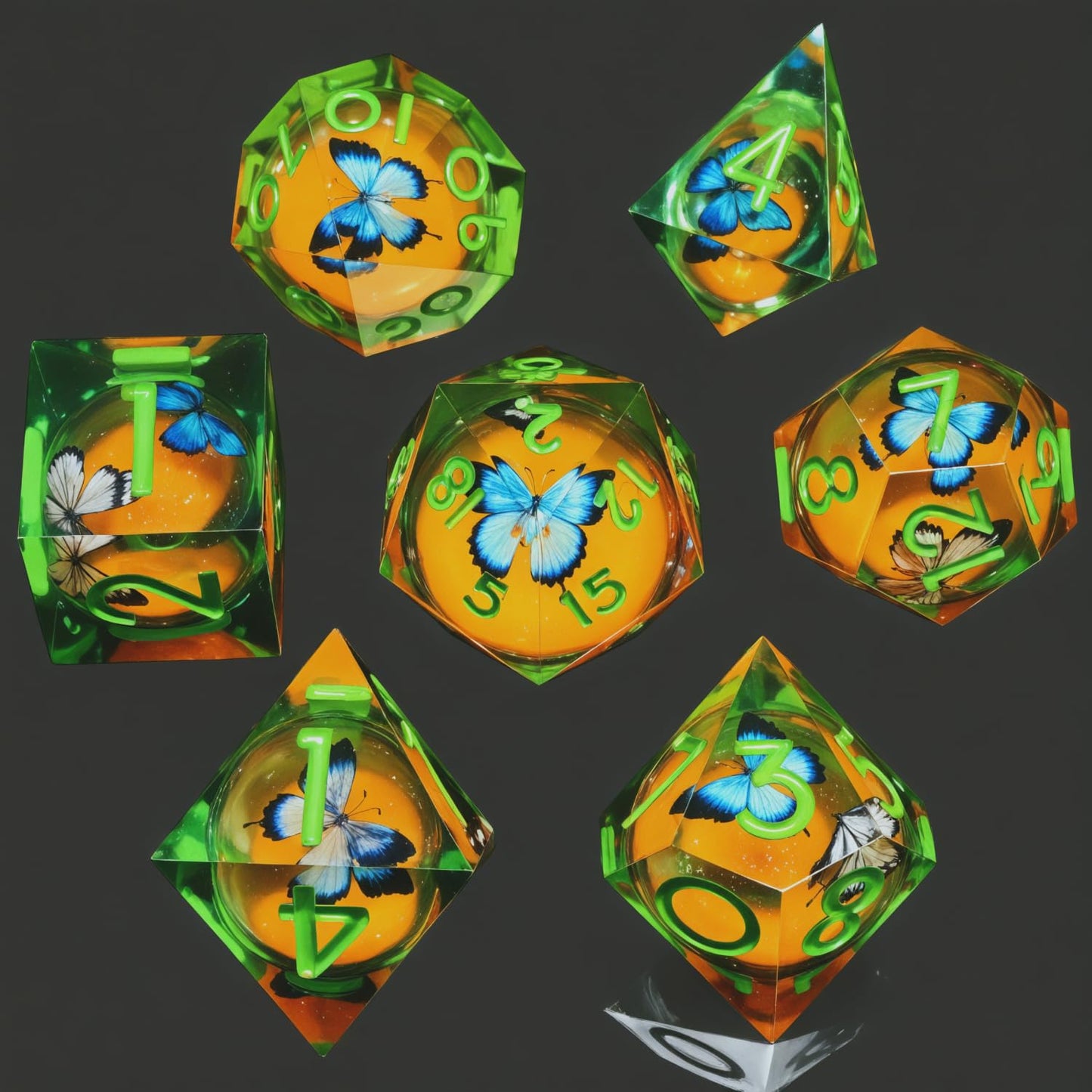Resin Dice Set,Dragon and Dungeon Polyhedral Metal Dice, Punk Style Role-Play RPG Explorer MTG Pioneer Game DND Dice Set