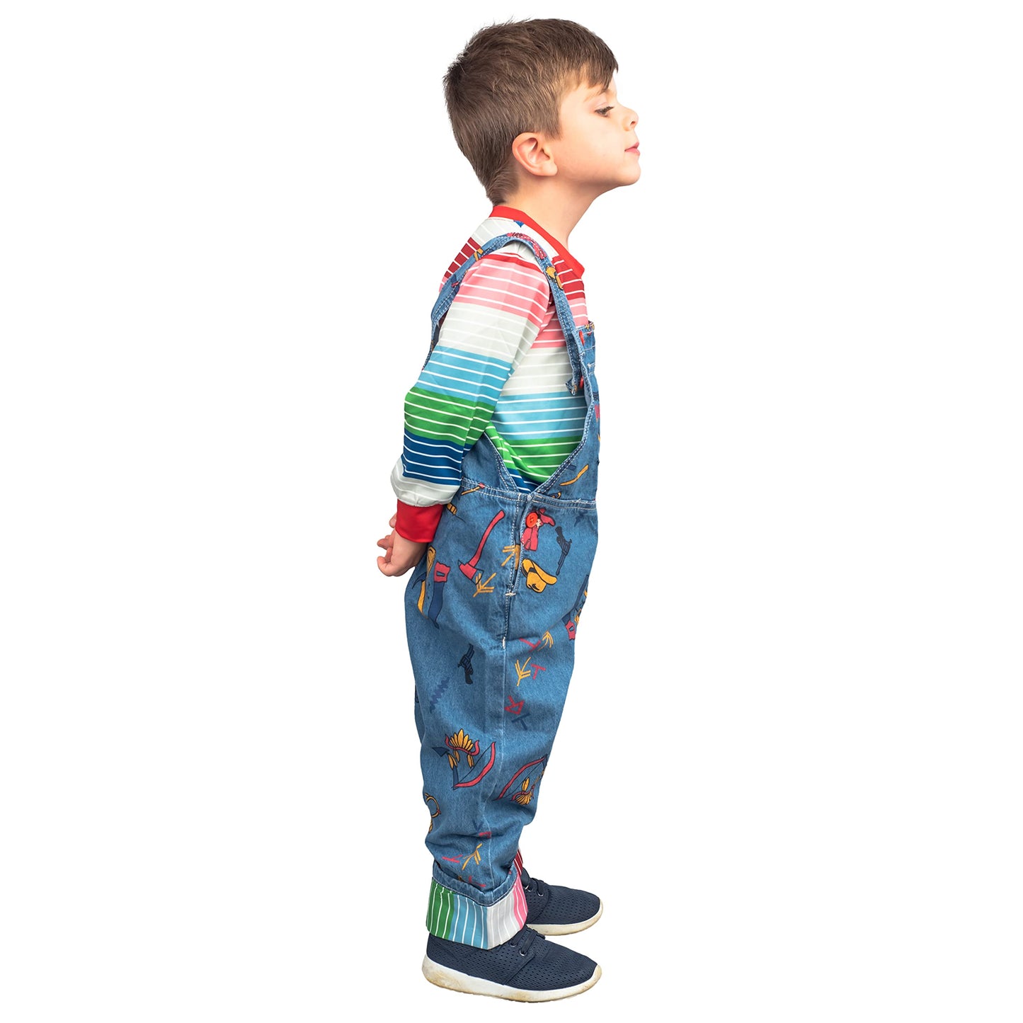 Chuckie Good Guy Doll Kids Costume Set Long Sleeve Shirt And Overalls Childrens Halloween Cosplay