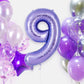 Purple Number 9 Balloon 40 Inch, Big Large Foil Helium Number Balloons, Giant Mylar Number 9 Balloons For 9 Year Old Birthday An