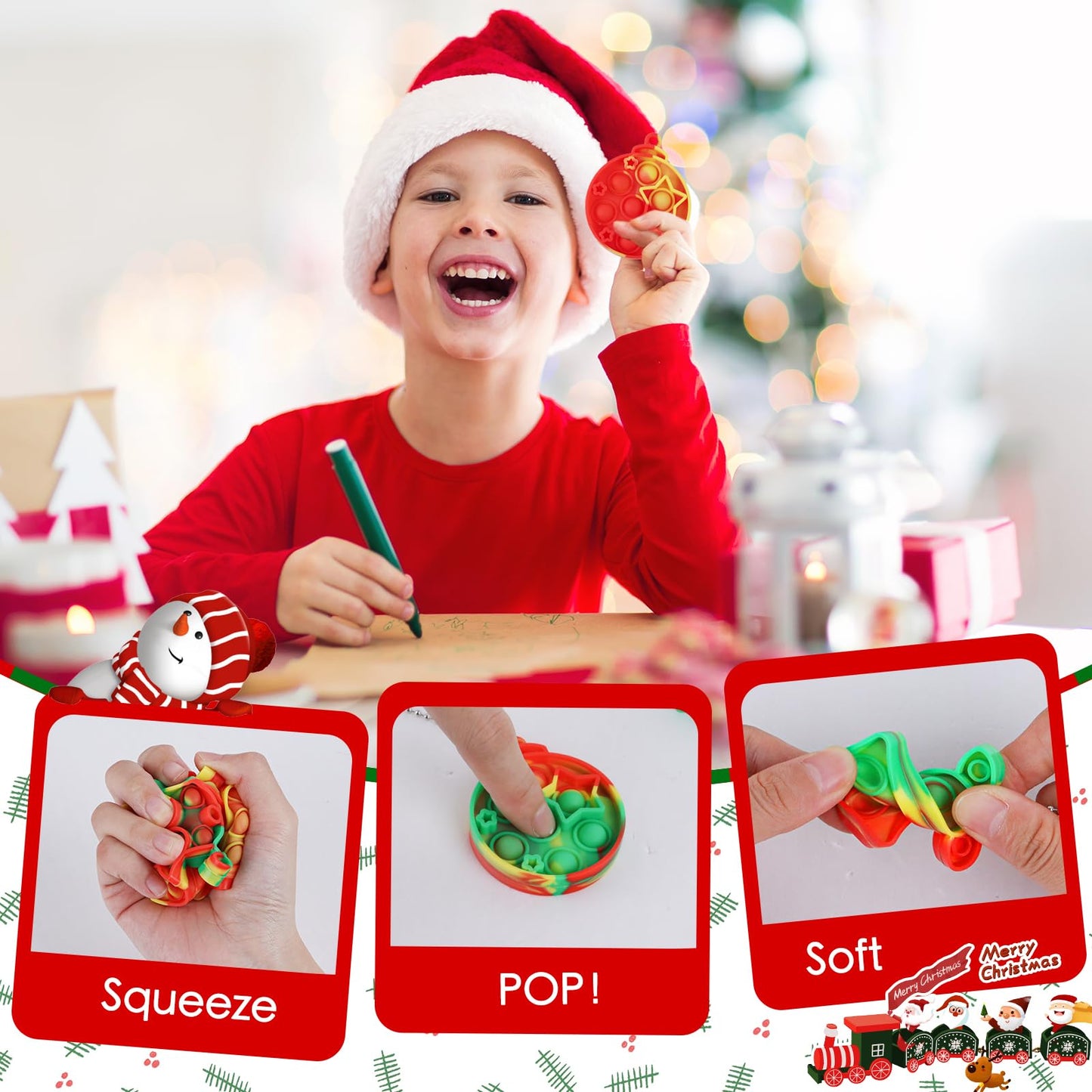 Jdsty 24 Pack Christmas Mini Pop Fidget Toy Pack For Kids Girls Boys Toddlers Christmas Stocking Stuffers Party Favors Gifts Str