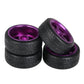 Mxfans 4 Aluminum 5 Spoke Purple Wheel Rim & 4 Black Tyre for RC1:10 On-Road Car