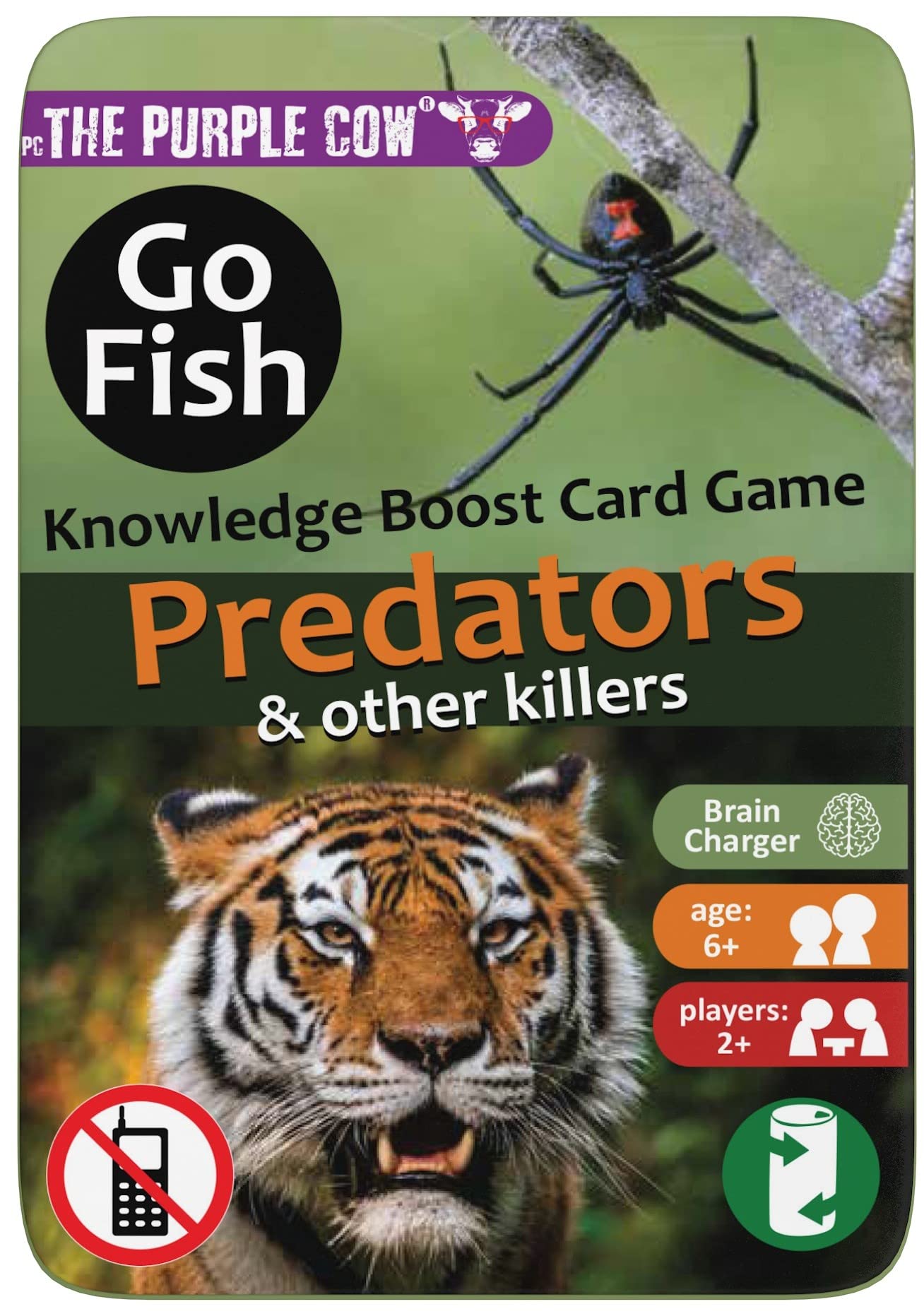 The Purple Cow Go Fish! - Predators And Other Killers - The Classic Card Game With A General Knowledge Boost For Kids & Families Ages 6+