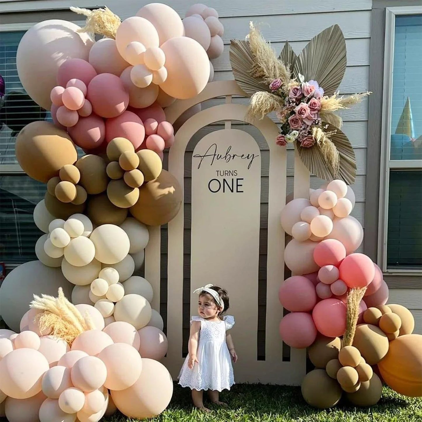 Boho Blush Pink Brown Balloons, 12Inch Retro Pink Blush Brown Beige Latex Balloons Set Dusty Pink Tan Metallic Rose Gold White S