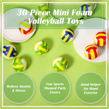30 Pieces Mini Volleyball Stress Balls 2.36 Inch Foam Sports Balls Tiny Volleyball Toys For Children For Stress Relief, Party Favor Toys, Ball Games (Colorful)