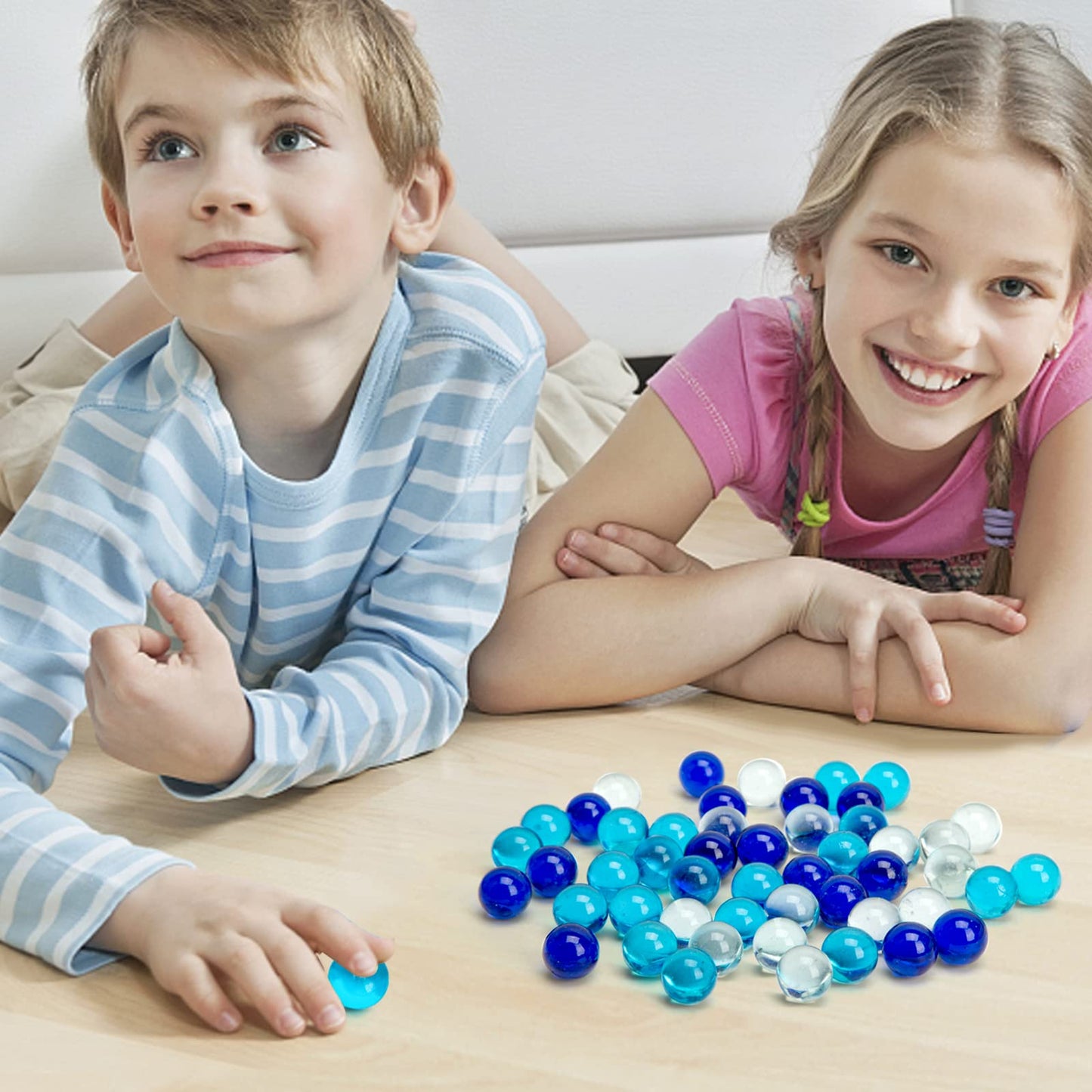 Futureplusx Marbles Bulk, 75 Pcs Glass Marbles Blue Marbles Set Ocean Theme For Kids Marble Run Games Fillers Aquarium Pebbles