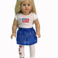 American Fashion World USA American Flag Outfit for 18-Inch Dolls | 5 Piece Set | enhanced Quality & Trendy Design | Dolls Clothes | Outfit Fashions for Dolls for Popular Brands