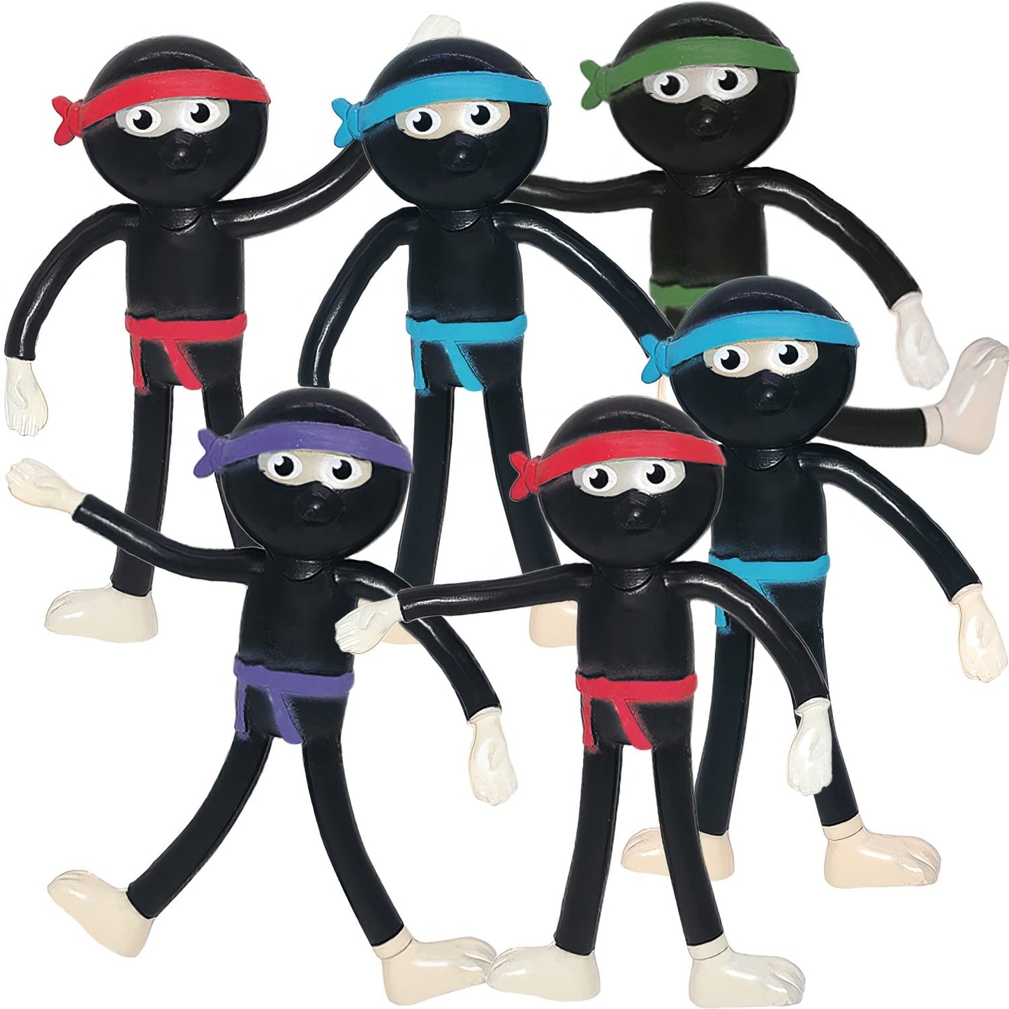 ArtCreativity Bendable Ninja Figures, Set of 12, Bendable Ninja Toys for Kids, Stress Relief Fidget Toys, Party Favors, Ages 3+
