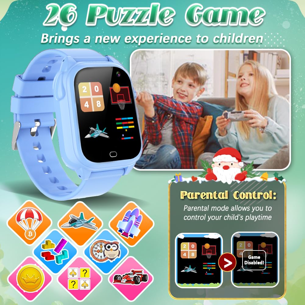 Kids Waterproof Smart Watch For Boys Girls Ages 3-12 Learning Toys Easter Basket Gifts With 26 Games Camera Video 1.44' Touchscreen Music Player Alarm Clock Flashlight Pedometer Toddler Watches ?