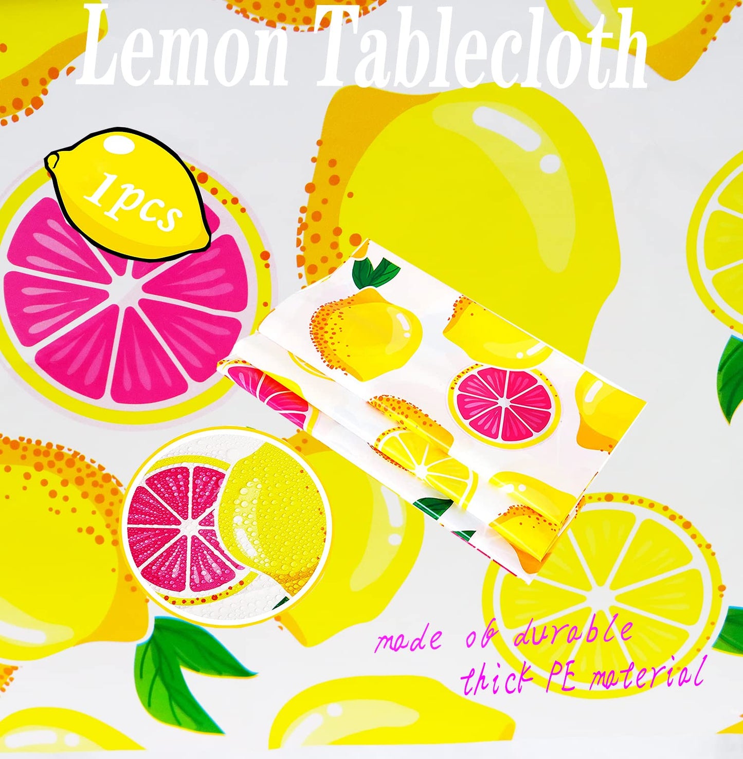 Lemon Tablecloth 108x54 Lemon Party Decoration Disposable Summer lemonade tablecloth lemonade stand Table Cover for Summer Lemon