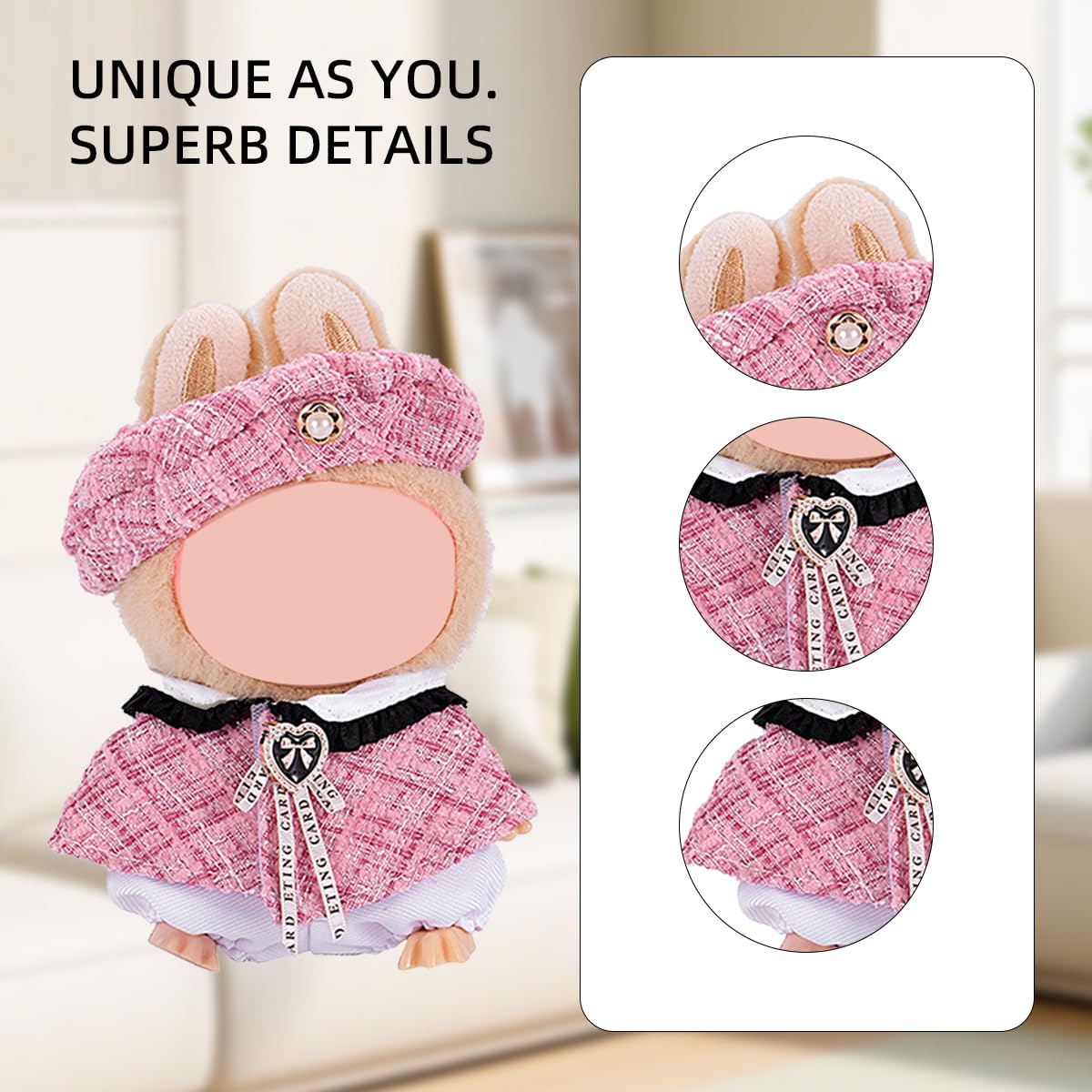 17cm Doll Clothes Set  enhanced Jeans & Knitted Sweater Outfit for 17cm 15cm Dolls  Cute Dress Up Fashion  No Doll Included (Pink  17cm/15cm)