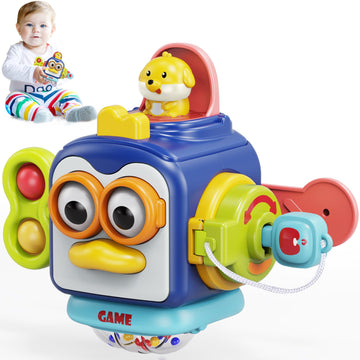 Moontoy Activity Busy Cube Toddlers 1-3, Sensory Montessori Toys For 1 Year Old Boy Baby Toys 12-18 Months Stocking Stuffers, Airplane Travel Fidget 1St Birthday Valentines Gift Easter Basket Stuffers