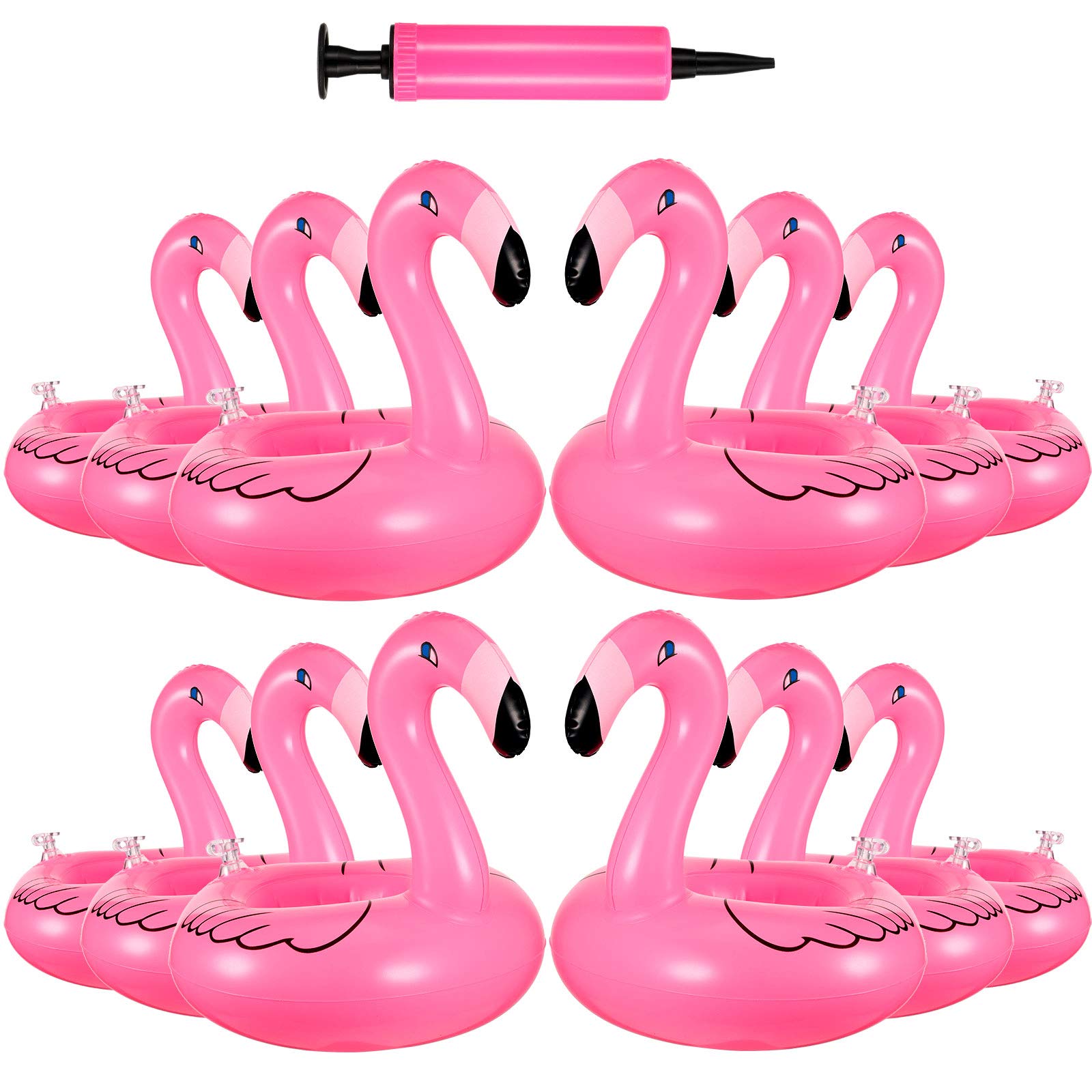 Skylety 48 Pieces Flamingo Inflatable Drink Holders Drink Float Swimming Pool Float Pink Flamingo Cup Holders For Beverage Cans