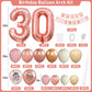 30Th Birthday Decorations For Women,Rose Gold 30Th Birthday Balloon Arch Garland Kit With Happy 30Th Birthday Number 30 Foil Bal