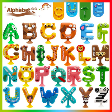 Suction Bath Toy for Toddler, 26PCS Animal Alphabet, Montessori Sensory Toy Gift for Kids Aged 3-12, Educational Spelling for Au