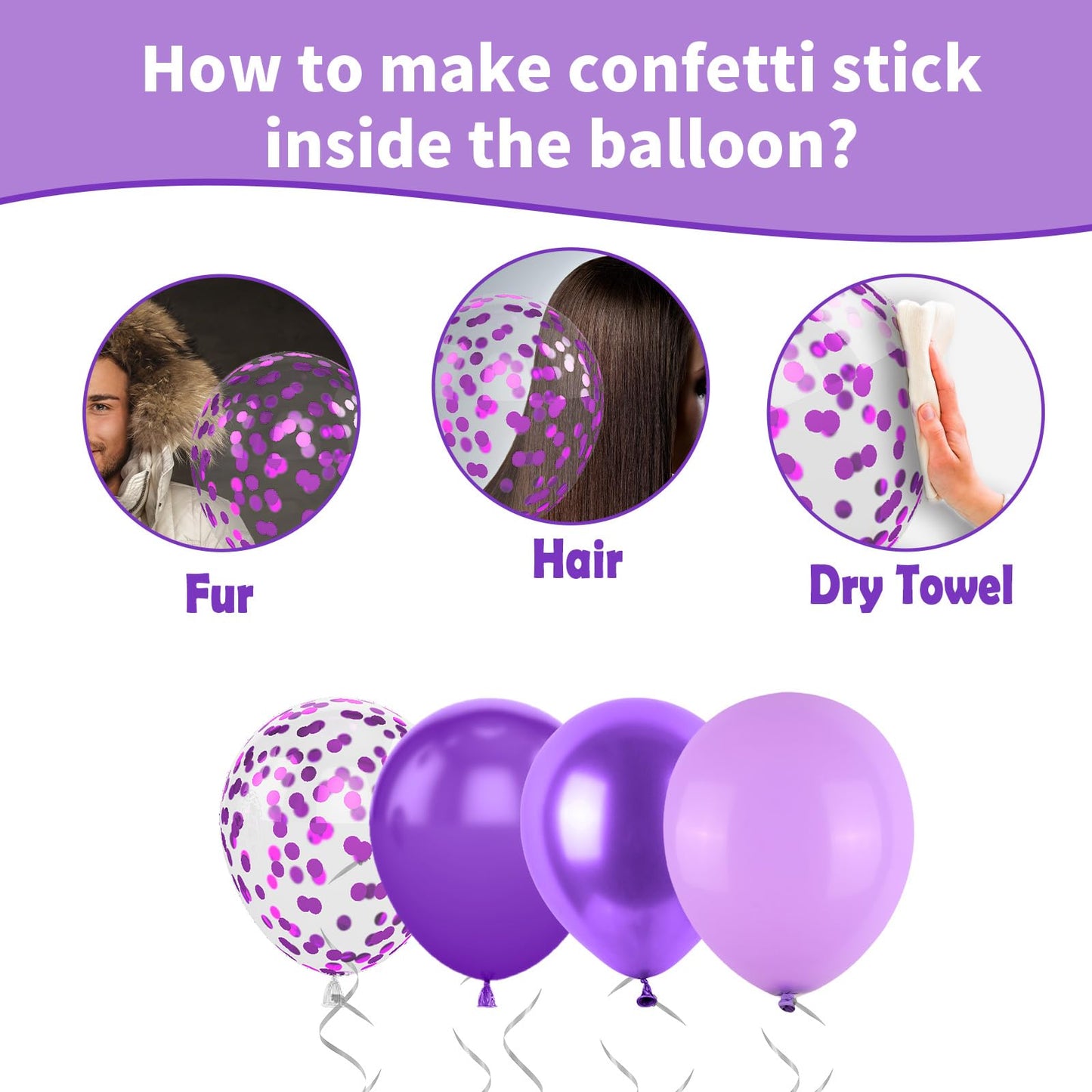 Purple Balloons, Lavender Purple Balloons Pearl Light Purple Party Balloons Metallic Purple Confetti Balloons Matte Pale Purple