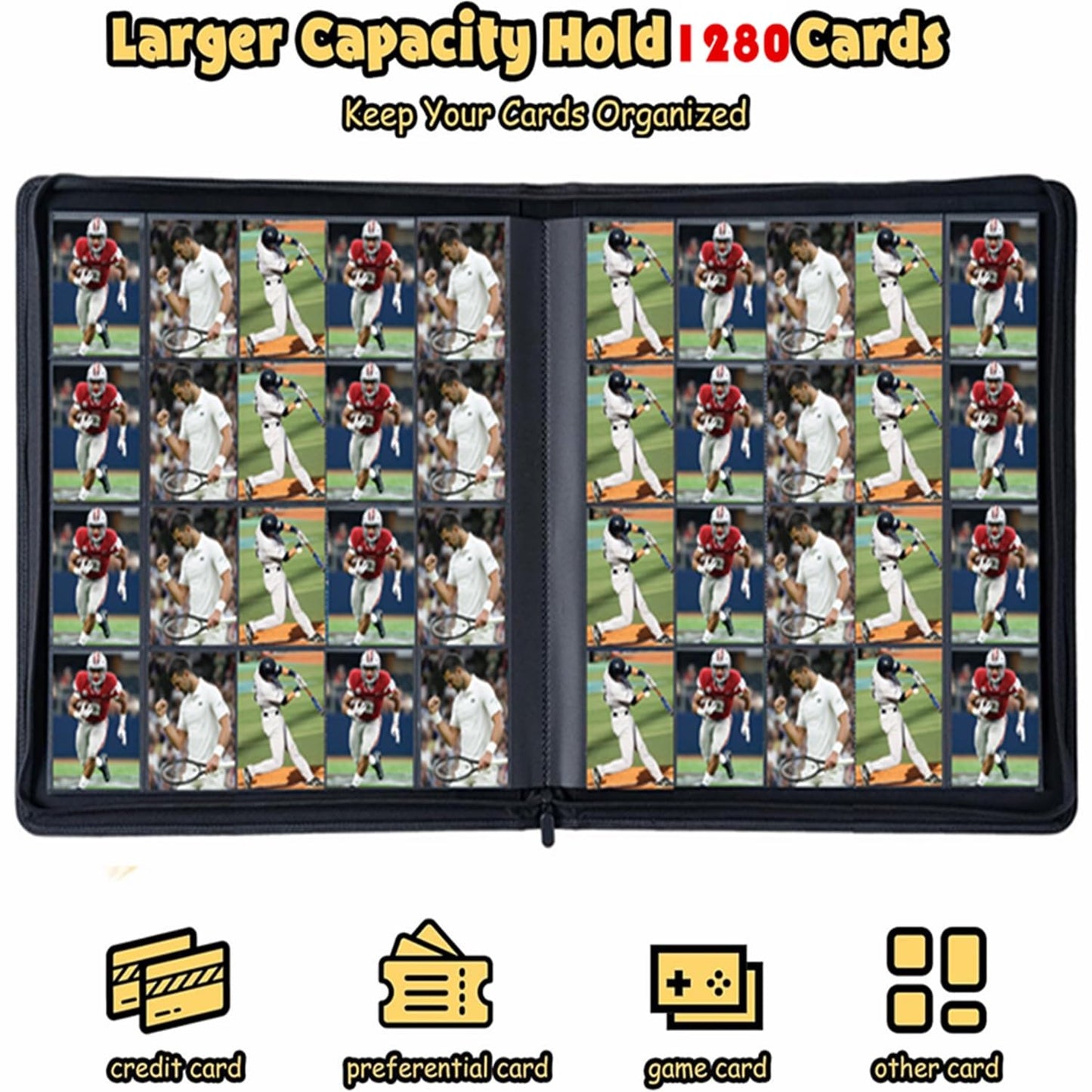 20 Pockets Card Binder  Trading Card Binder  enhanced Side Loading TCG Card  1280+ Card Collection Binder for MTG  Yugi  Hoke Cards and Cards Sleeve  Card Holder Binders (20Pockets-Orange)