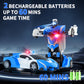 Carox Transform Remote Control Car - Transform Robot RC Car with Laser Eyes, 2.4Ghz Transforming Police Car Toy with 3D Crystal