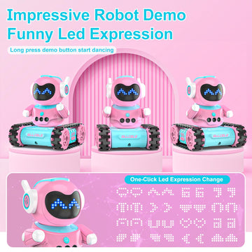 Allcele Kid Robot, Led Rc Robot Toys, Rc Robot For Girls With Walkie Talkie, Programming, Music, Demo And Led Function, Remote C