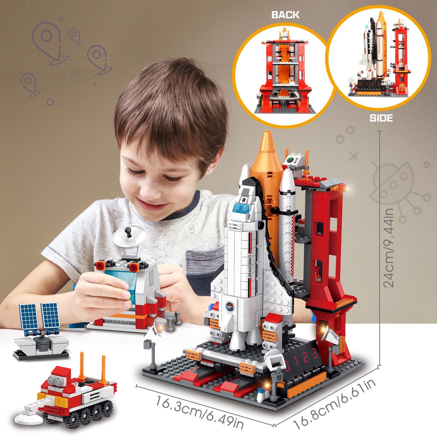 Sitodier Space Exploration Shuttle Toys For 8-12 And 8-14 Years Boys Kids, 1008Pcs 7 Models Aerospace Building Set With Heavy Transport Rocket And Launcher, Educational Construction Toy