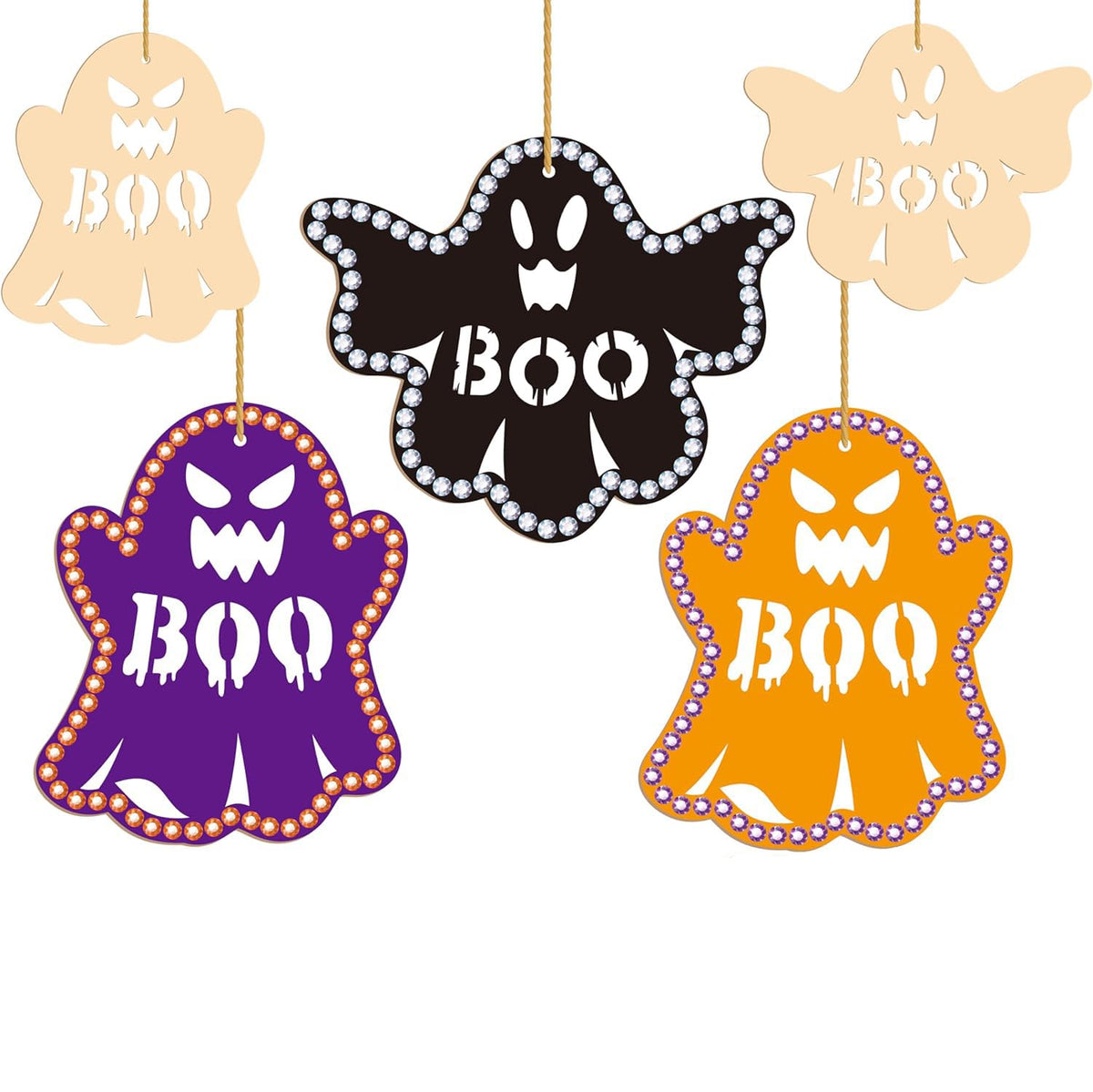 Cliths 20Pcs Halloween Wooden Boo Craft Kit For Kids Diy Ghost Ornaments For Coloring, Painting, Home School Fun Activities, Spo