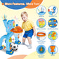 Shemira Toddler Basketball Hoop & Soccer Goal Activity Center with Lights & Music - Fun Gift for Boys & Girls Ages 1-3, Blue