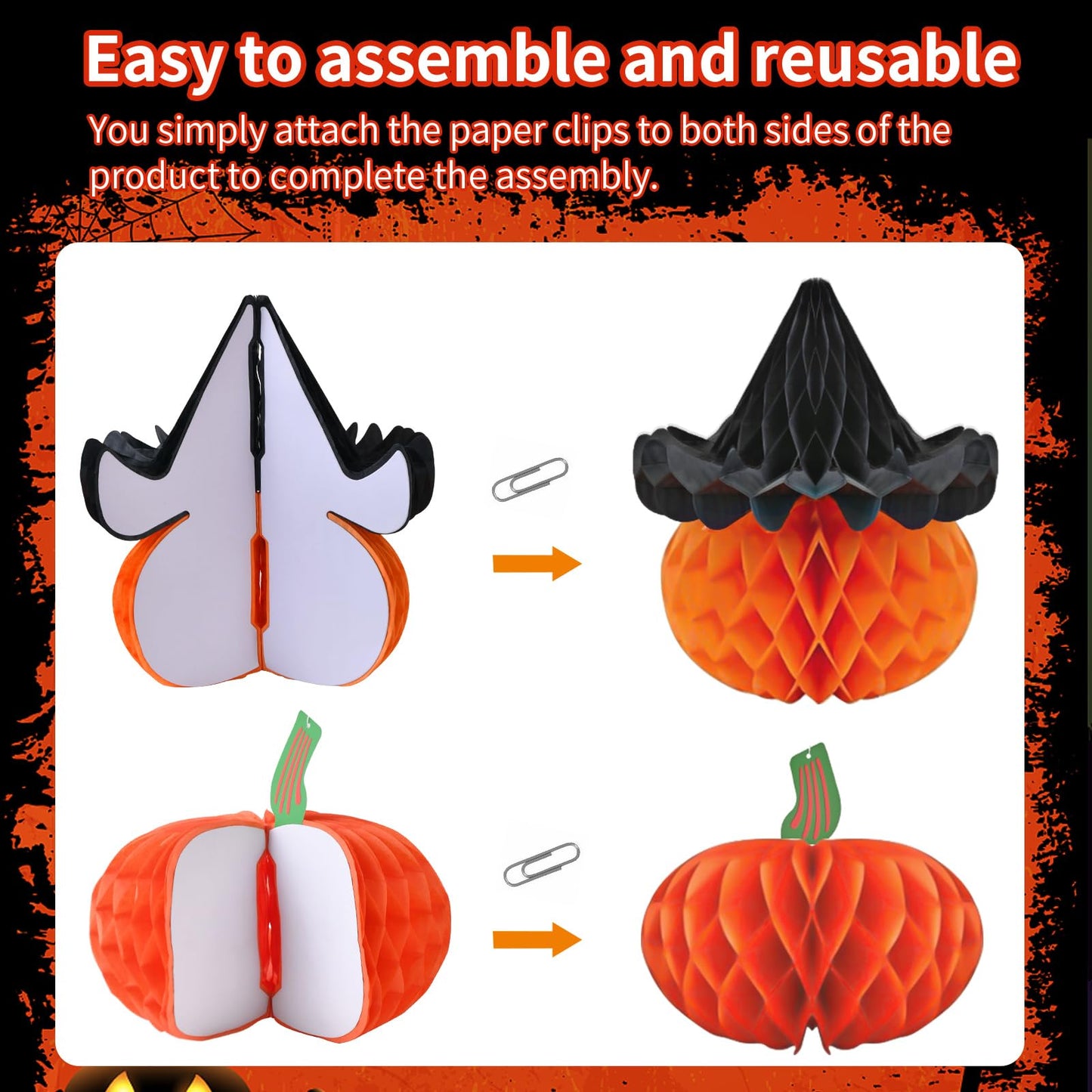 Ahfulife Halloween Party Decorations Supplies Set, Reusable Halloween Decoration Kit Indoor - Happy Halloween Sign Banner For Ho