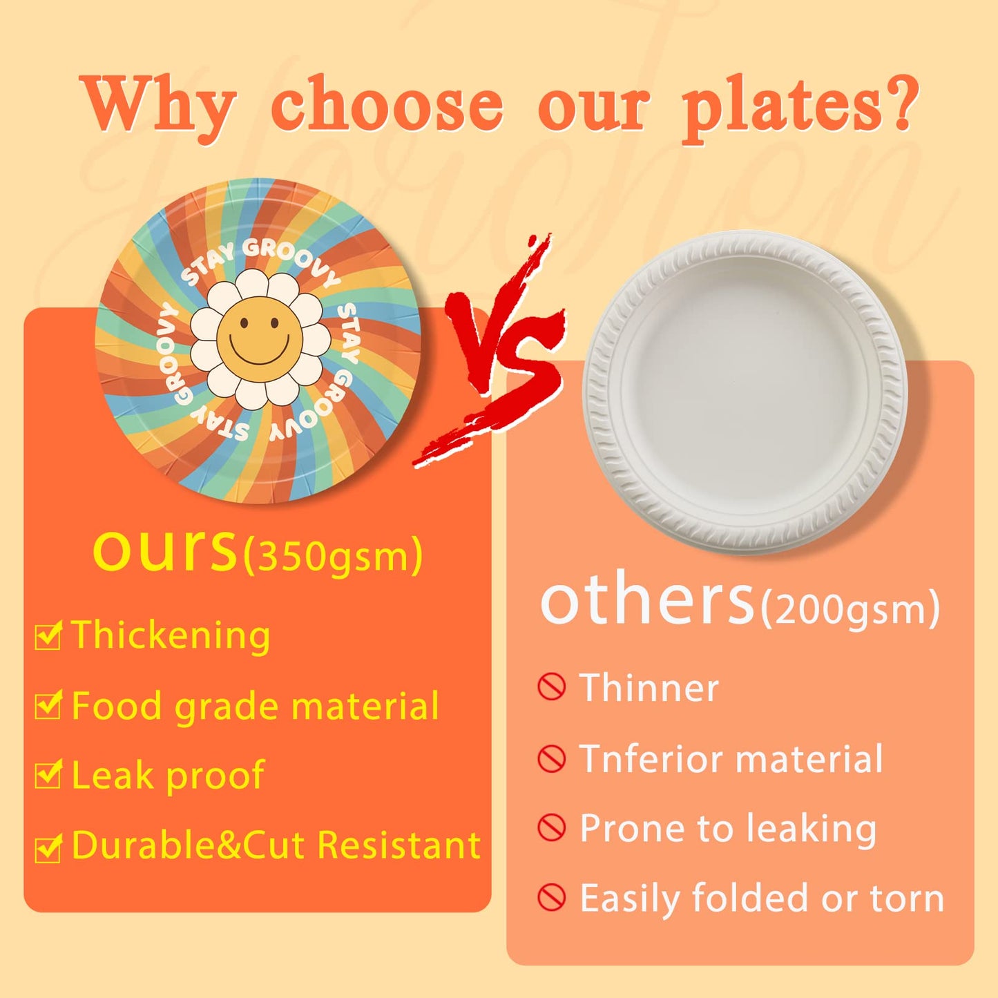 98 Pcs Groovy Birthday Tableware Set Retro Daisies Flowers Theme Party Decorations Paper Plates Napkins Forks for Wedding Birthd