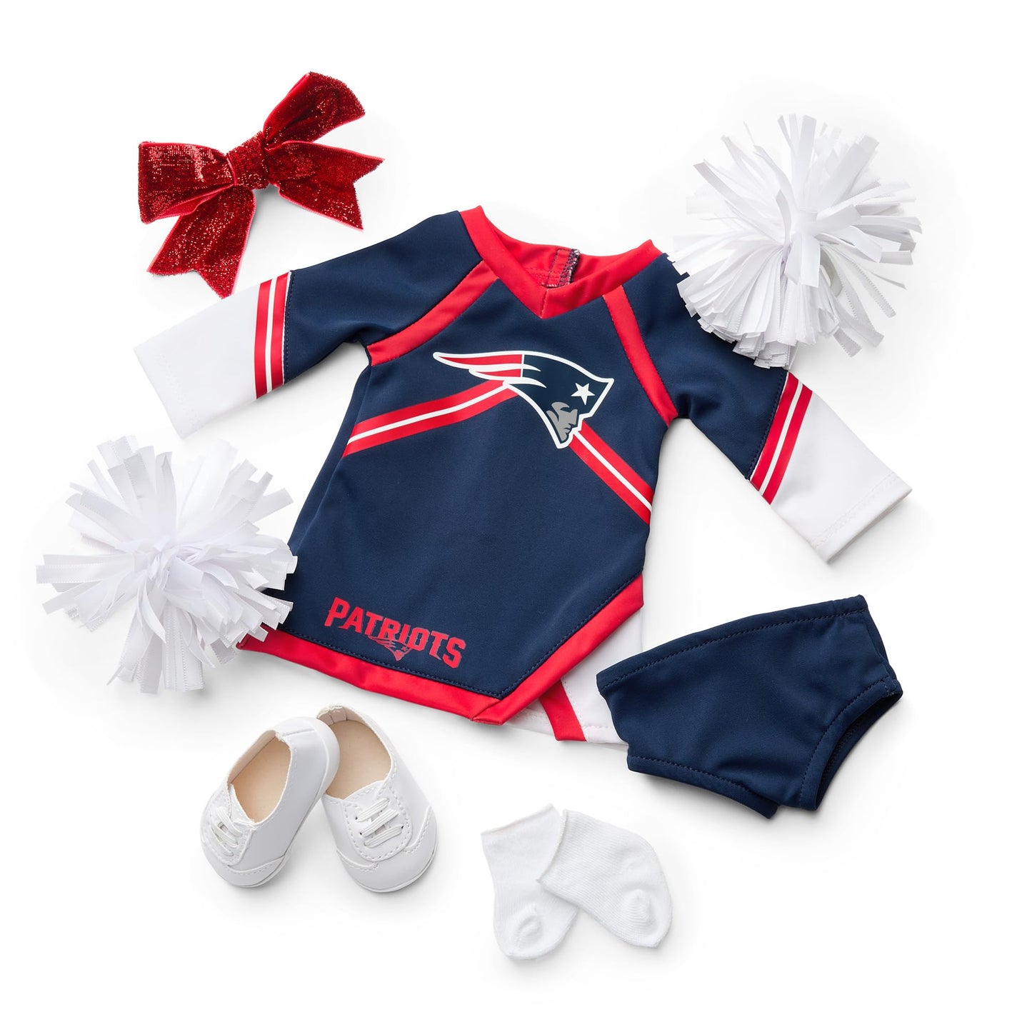 American Girl 18" Doll Cheer Uniform Set, Multi-Color with Pom Poms, Navy and Red, Model HPY01, Ages 6+
