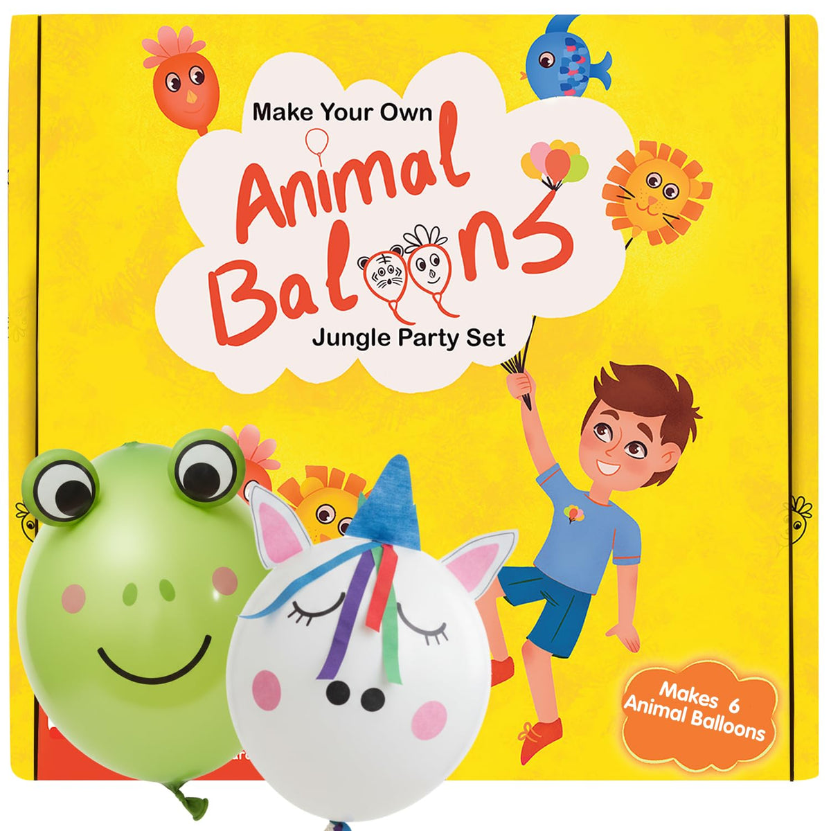 CocoMoco Kids DIY Art and Craft Kit for Kids, Make Your Own Animal Balloons Jungle Party Set, Gift for Girls and Boys, Age 38 y