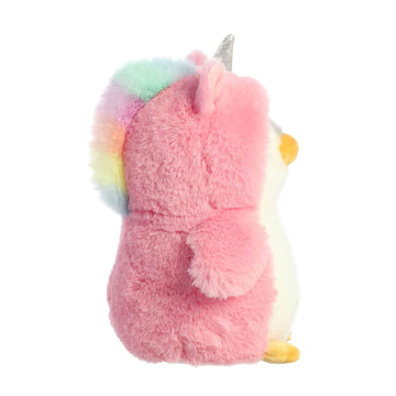 Aurora® Playful Pompom Penguin™ Unicorn Stuffed Animal - Vibrant Companions - Endless Fun - Pink 7 Inches