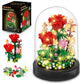 HOGOKIDS Flower Bouquet Building Kit with LED Lighting - 596 PCS Rose Sets with Cover Botanical Building Blocks | Birthday Mini Bricks Valentines Day Gift for mature-themed Girlfriend Wife (Red Roses)
