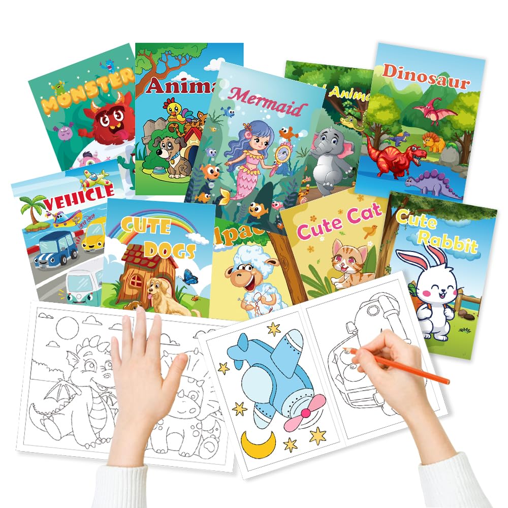 Aannanl 24 Mini Coloring Books Suitable for Kids Ages 2-4 and 4-8,Small Party Gifts,Bulk Birthday Gifts,Gift Bag fillers,School