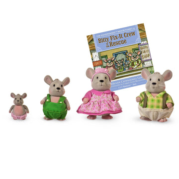 Li'l Woodzeez Handydandy Mice Family Set - 4 Collectible Dolls with Storybook - Multicolor - Perfect Gift for Kids Age 3+