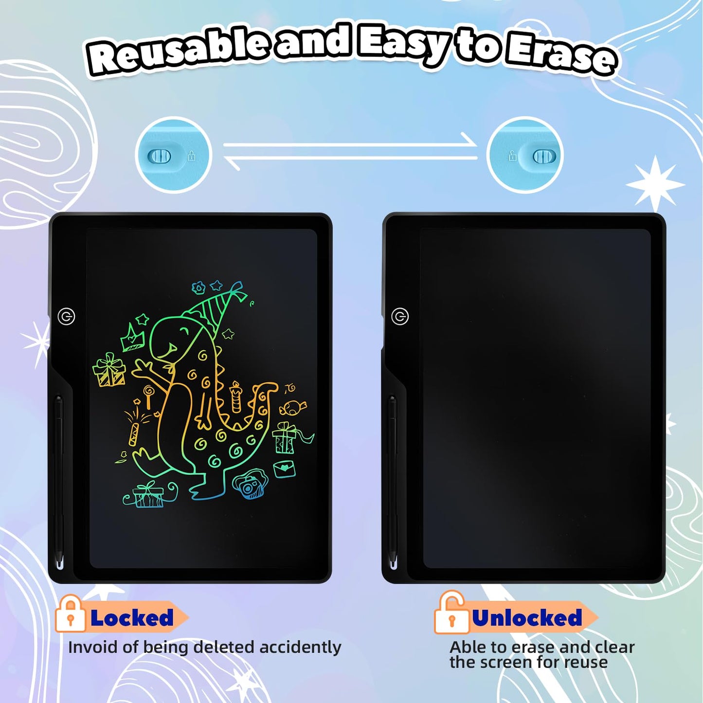 Kinayue Lcd Writing Tablet For Kids, Rechargeable 16 Inch Doodle Board,Easter Basket Stuffers,Preschool Learning Toys Christmas