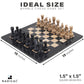 Radicaln Marble Chess Set With Storage Box 15 Inches Black And Fossil Coral Handmade Chess Board Games - 2 Player Games For Adults - 1 Chess Board & 32 Chess Pieces