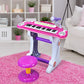 Costzon 37-Key Kids Piano Keyboard Toy  Toddler Electronic Musical Instrument Educational Toy w/Microphone  Multiple Sounds  Record Playback  Lights & Stool  Birthday Gift for Girls Boys Age 3+  Pink