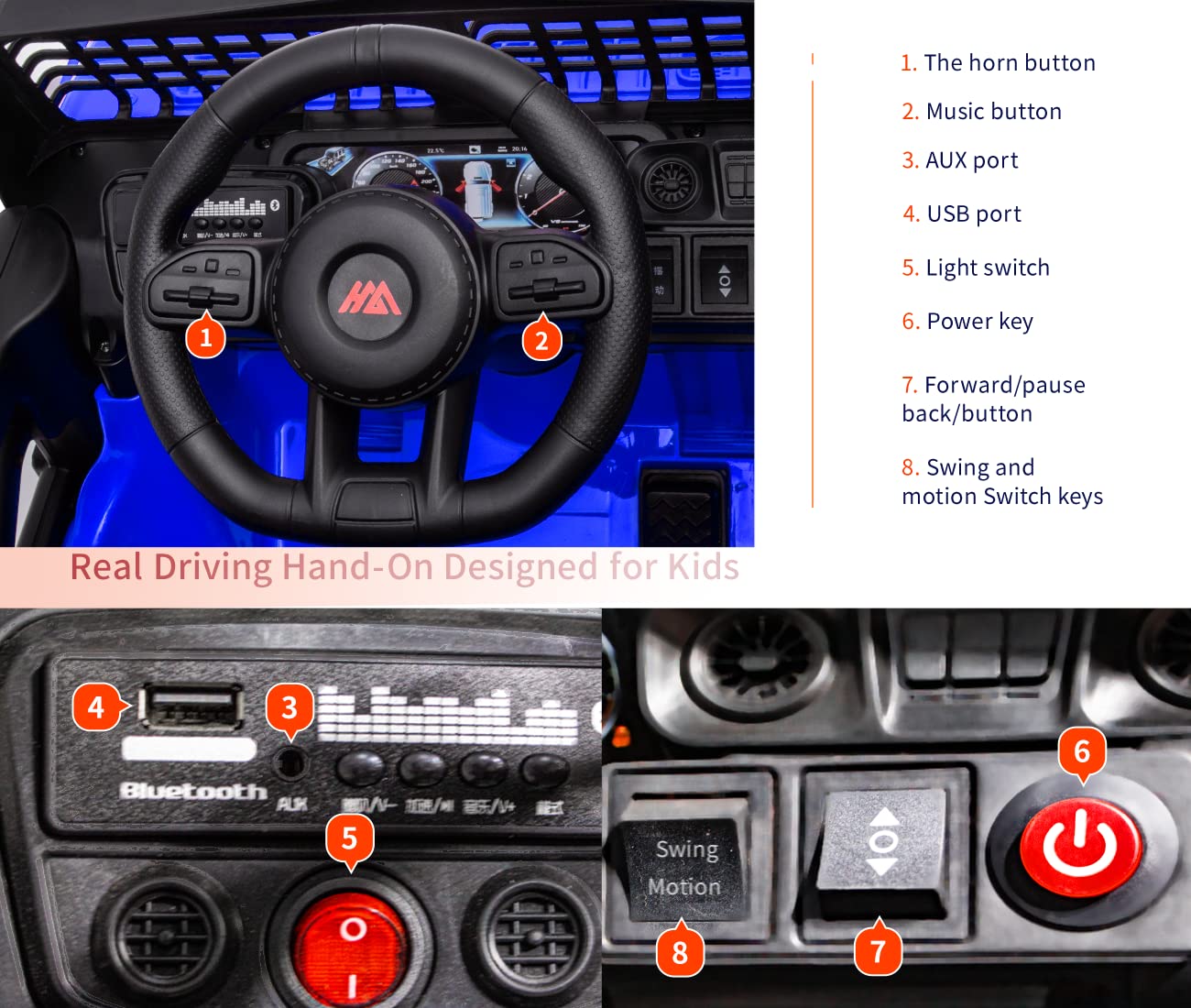 12V Ride On Car, Electric Cars for Kids Car, Ride on Toys w/3 Speeds Adjustable Equipped with Music, Parent Remote Control, Spri