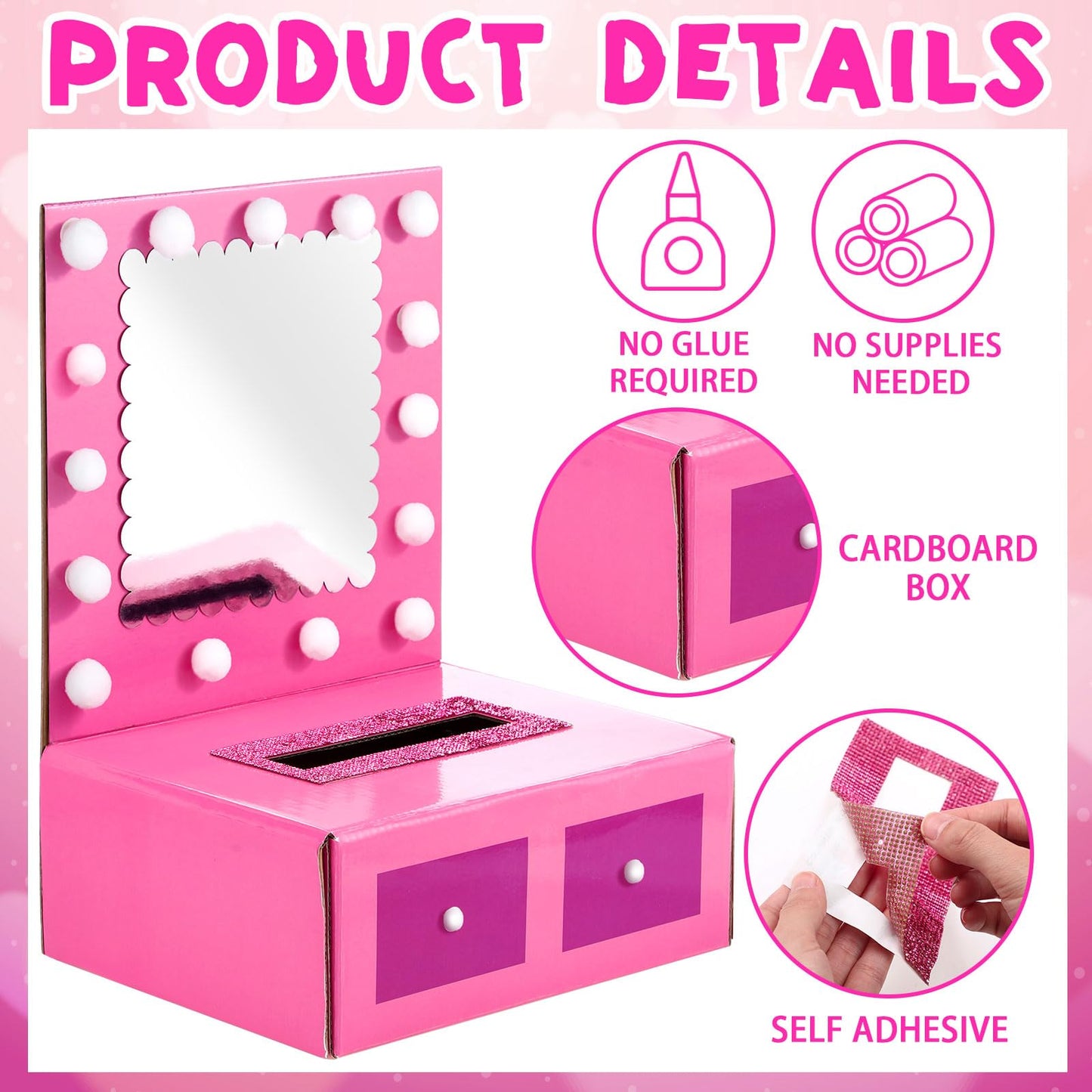 Hollowfly Valentine Boxes DIY Mailbox for Kids with 32 Greeting Cards Valentines Day Table Box Kids Gift for Party Favor Sets f