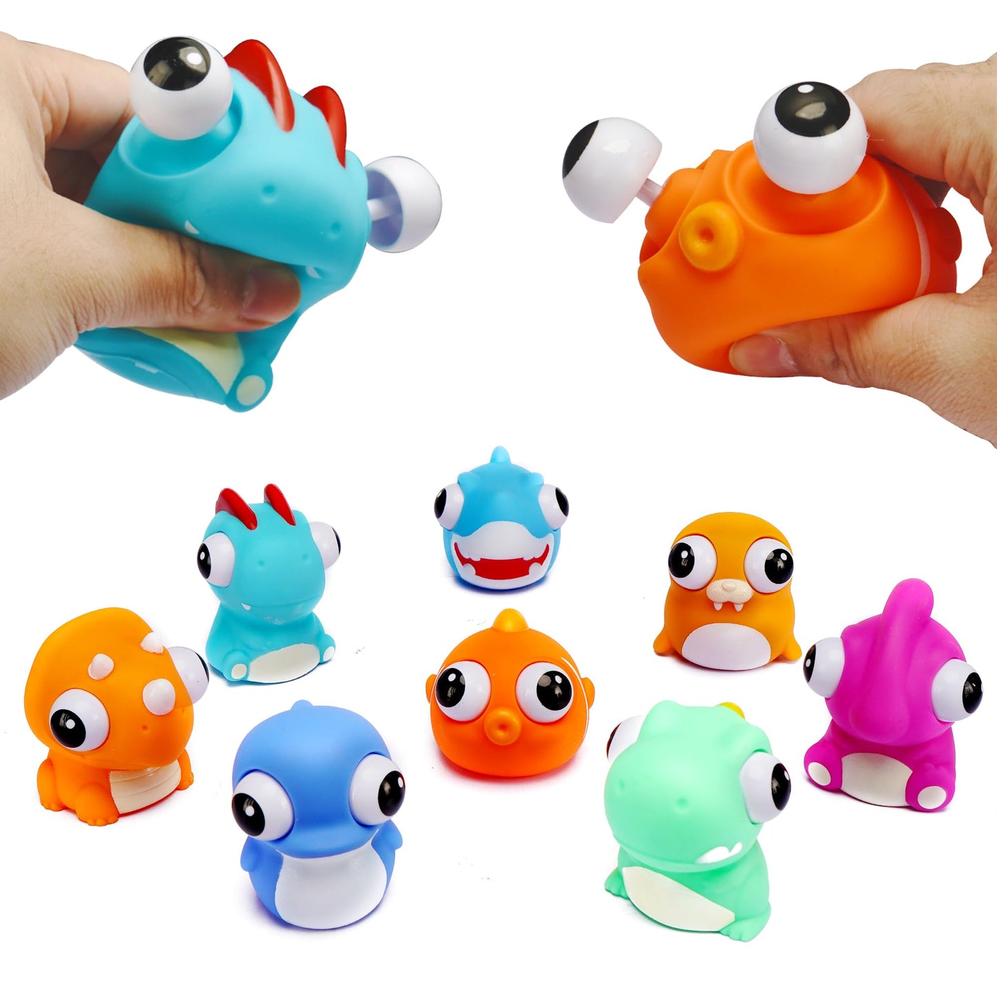 Sepco 8 Pcs Animal Squeeze Toys With Pop Out Eyes Eye Popping Stress Relief Toy Balls Fun Fidget Gagdets For Kids Birthday Party