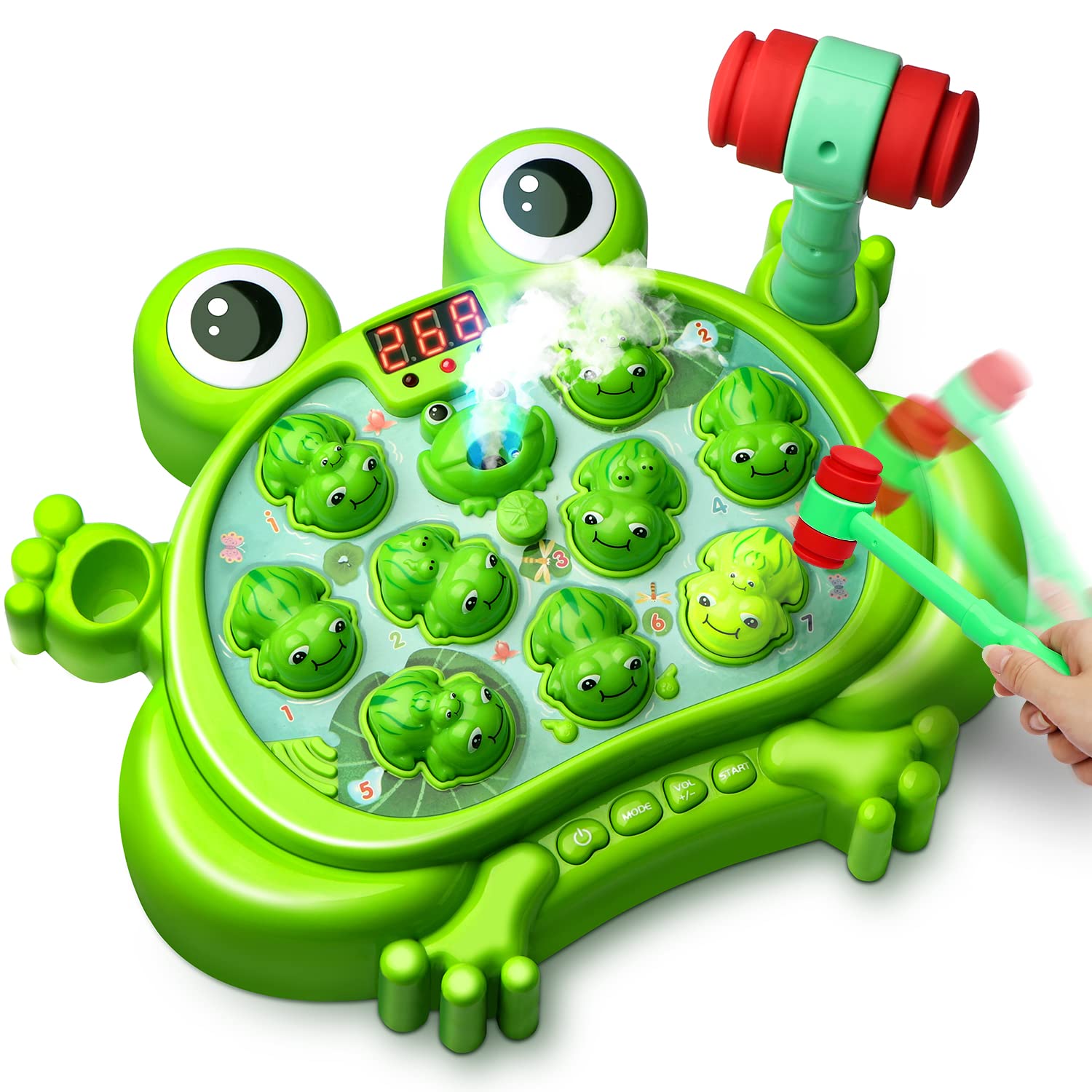 Hoperock Toys For 2 3 4 5 Year Old Boy,Toddler Toys Age 2-4, Whack A Frog Game,With 5 Modes,45 Levels,9 Music Spray And Light-Up, Baby Toy Gifts For Early Learning, Birthday Gift For Toddler Boy Toys