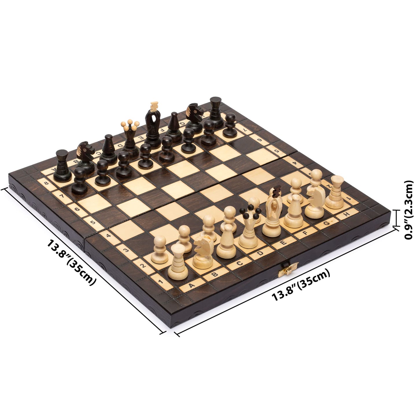 Husaria European International Chess Wooden Game Set, King'S Continental - 13.8 Inches Medium Size Chess Set With Handcrafted Ch